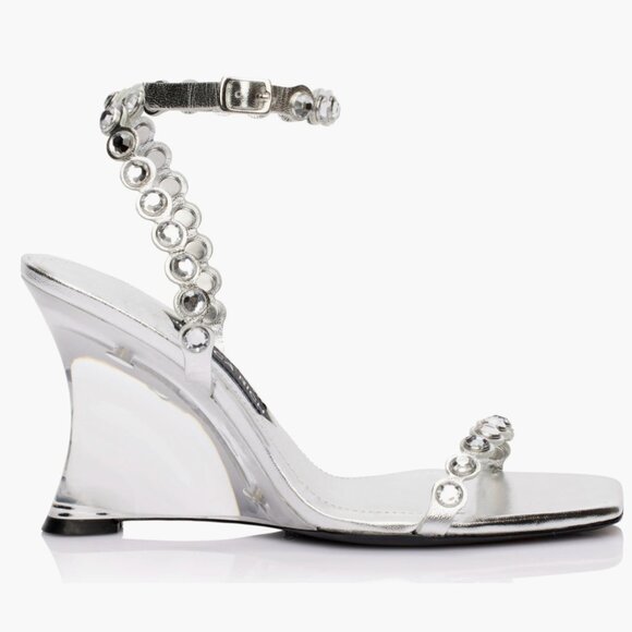 Jessica Rich Shoes - Jessica Rich Diamond Wedge Silver New in Box Size 9 39 Lucite Heel Slingback